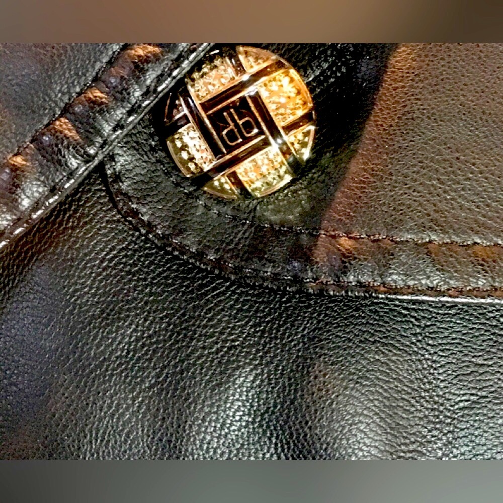 DENNIS BASSO Trench coat Black faux leather Full length Vintage SMALL a Classic - Picture 9 of 17